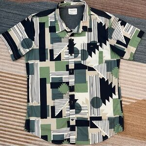 Sovereign Code Short Sleeve Button-Up Shirt Men’s M Geo Print Cotton